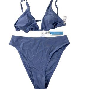 Cupshe L Blue bikini 2 piece bathing suit New!